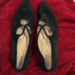 Salvatore Ferragamo Women's Black Suede Flats